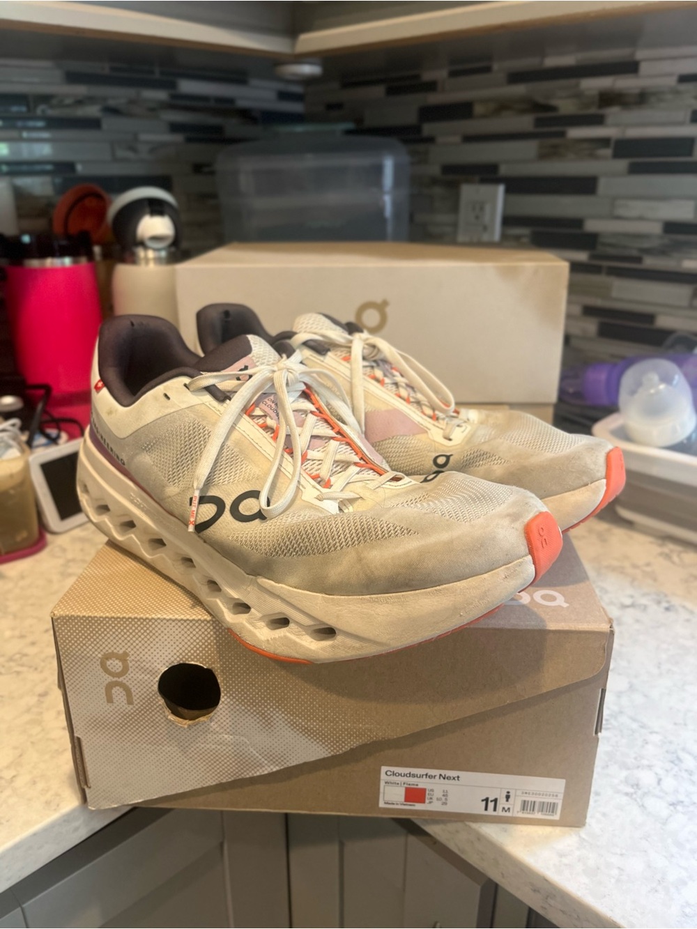 On Running Men’s Cloudsurfer Next Size 11 White/Flame in Color Tons of Life Left - Picture 17 of 17